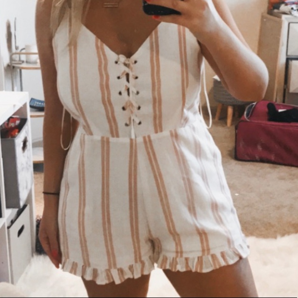 Henrigirl Pink and White Striped Romper